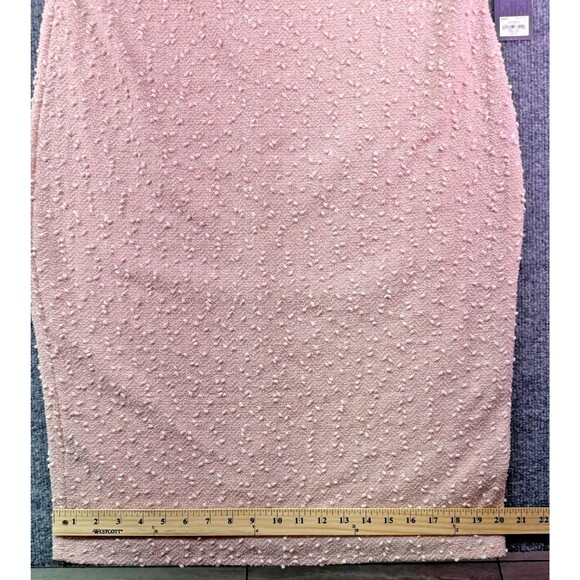 Jennifer Lopez XXL Pink Textured Sequin Sheath Dress Long Sleeve Party Cocktail - Picture 12 of 16